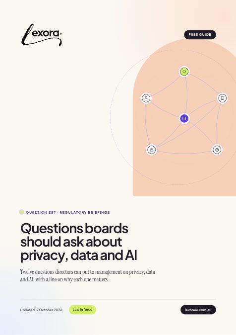 Cover of the free guide: Questions boards should ask about privacy, data and AI