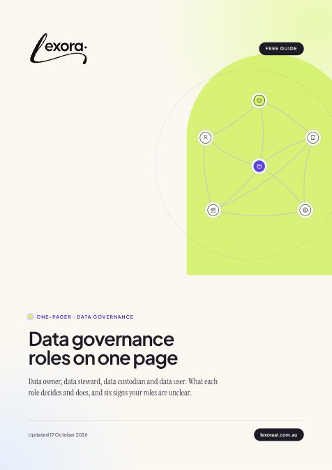 Cover of the free guide: Data governance roles on one page